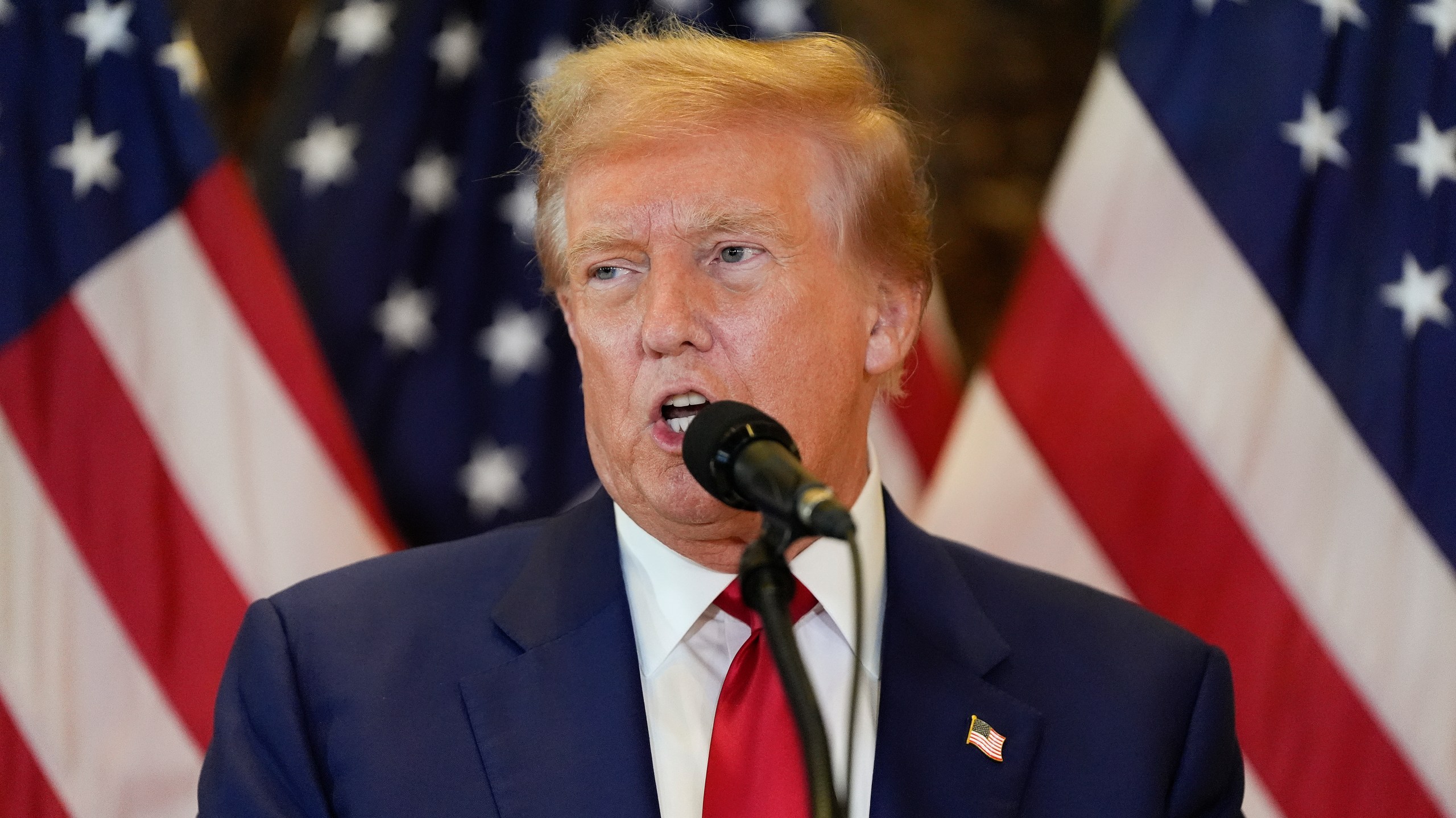 Former President Donald Trump speaks during a news conference at Trump Tower, Friday, May 31, 2024, in New York. A day after a New York jury found Donald Trump guilty of 34 felony charges, the presumptive Republican presidential nominee addressed the conviction and likely attempt to cast his campaign in a new light. (AP Photo/Julia Nikhinson)