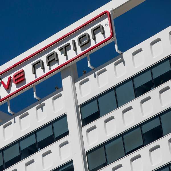 A logo sign outside of a facility occupied by Live Nation in Los Angeles, California on September 15, 2018. (Photo by Kristoffer Tripplaar/Sipa USA)(Sipa via AP Images)