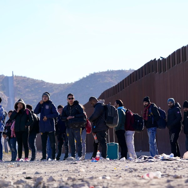 Migrants at the southern border in Lukeville, Arizona.