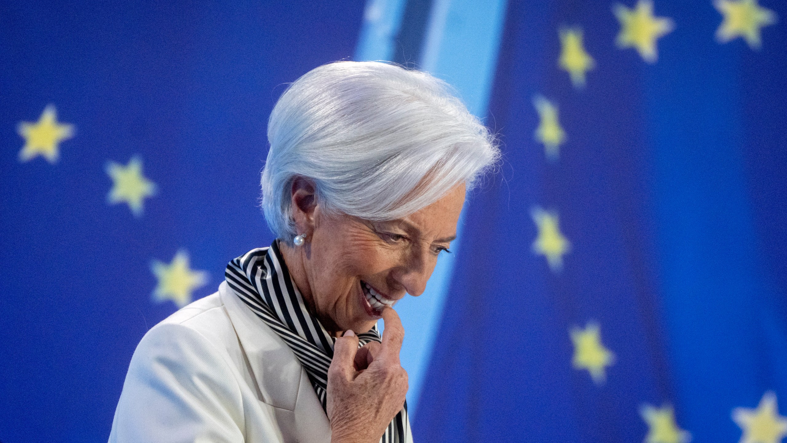 FILE - President of European Central Bank, Christine Lagarde, attends a press conference after an ECB's governing council meeting in Frankfurt, Germany, on Jan. 25, 2024. The European Central Bank appears ready to start cutting interest borrowing costs for businesses and consumers - and do it ahead of the Fed. Analysts say a first rate cut is coming Thursday when the bank's policymakers meet in Frankfurt, Germany. . (AP Photo/Michael Probst, File)