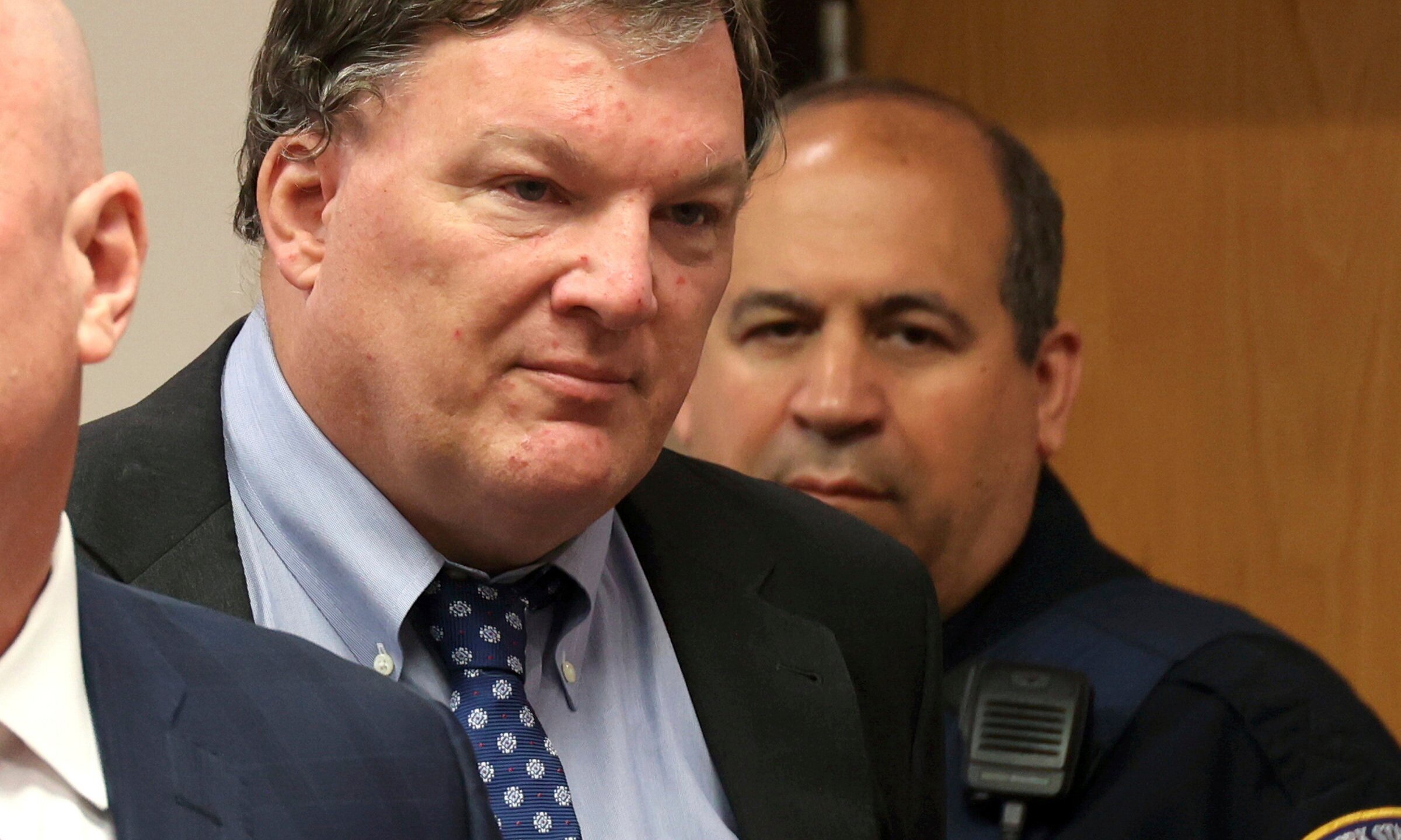 Rex Heuermann, center, charged in the Gilgo Beach serial killings on Long Island, appears for a hearing at Suffolk County Court in Riverhead, N.Y., Thursday, June. 6, 2024. Heuermann was charged Thursday in the deaths of two more, after prosecutors said they gathered new DNA evidence and found a computer document he had used to “blueprint” his crimes. (James Carbone/Newsday via AP, Pool)