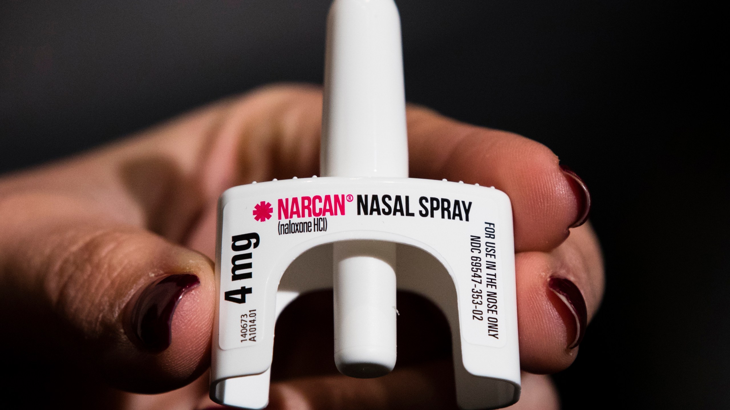 FILE - The overdose-reversal drug Narcan is displayed during training for employees of the Public Health Management Corporation (PHMC), Dec. 4, 2018, in Philadelphia. Drug overdose deaths in Kentucky fell nearly 10% in 2023, marking a second straight decline in the fight against an addiction epidemic that's far from over, Gov. Andy Beshear said Thursday. (AP Photo/Matt Rourke, File)