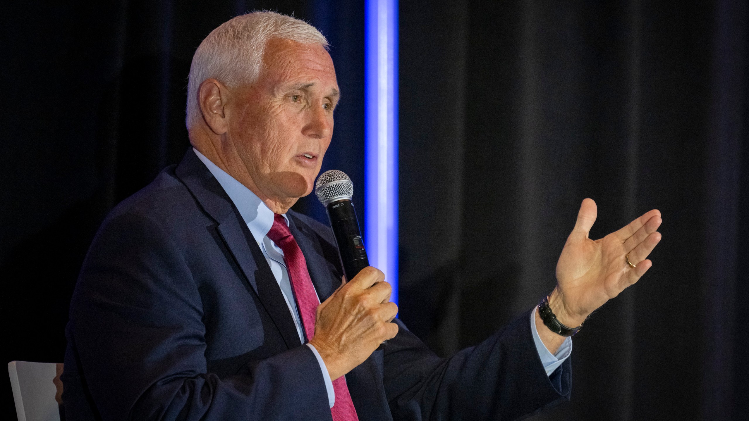 Former Vice President Mike Pence Mike Pence speaks at a luncheon hosted by the Ethics and Religious Liberty Commission during a Southern Baptist Convention annual meeting Tuesday, June 11, 2024, in Indianapolis. (AP Photo/Doug McSchooler)