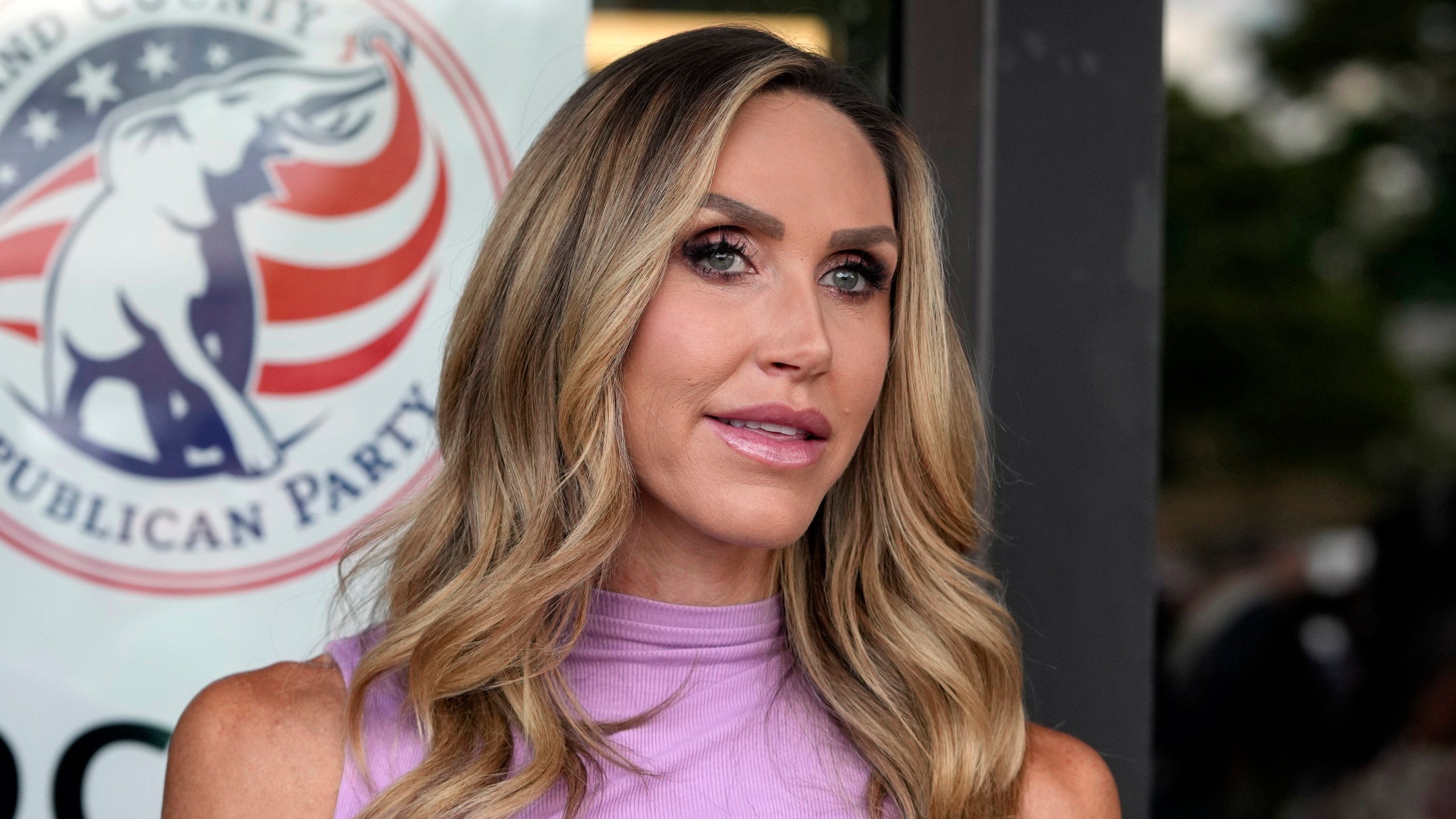 Republican National Committee Co-chair Lara Trump addresses the media at the Oakland County GOP Headquarters, Friday, June 14, 2024 in Bloomfield Hills, Mich. (AP Photo/Carlos Osorio)