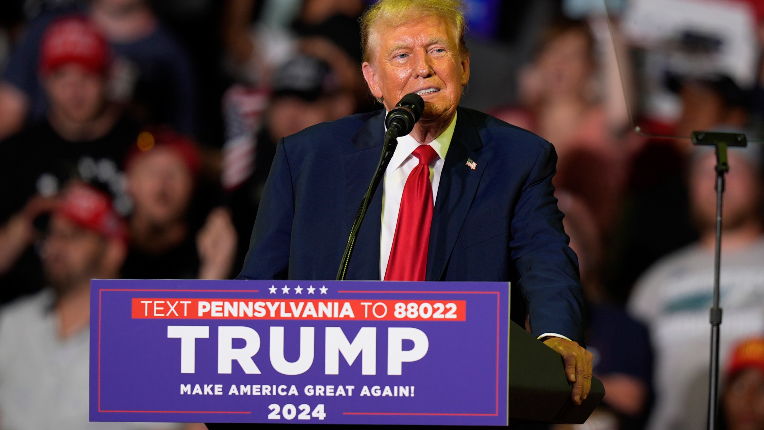 FILE - Republican presidential candidate former President Donald Trump speaks at a campaign rally, June 22, 2024, in Philadelphia. After months of casting President Joe Biden as a senile shell of a man incapable of putting two sentences together, Trump has changed his tune. As he prepares to face Biden in their first debate of the general election on Thursday, June 27, in Atlanta, Trump and his campaign are trying to adjust expectations amid concerns that the bar has been set so low for Biden that he is sure to exceed it. (AP Photo/Chris Szagola, File)