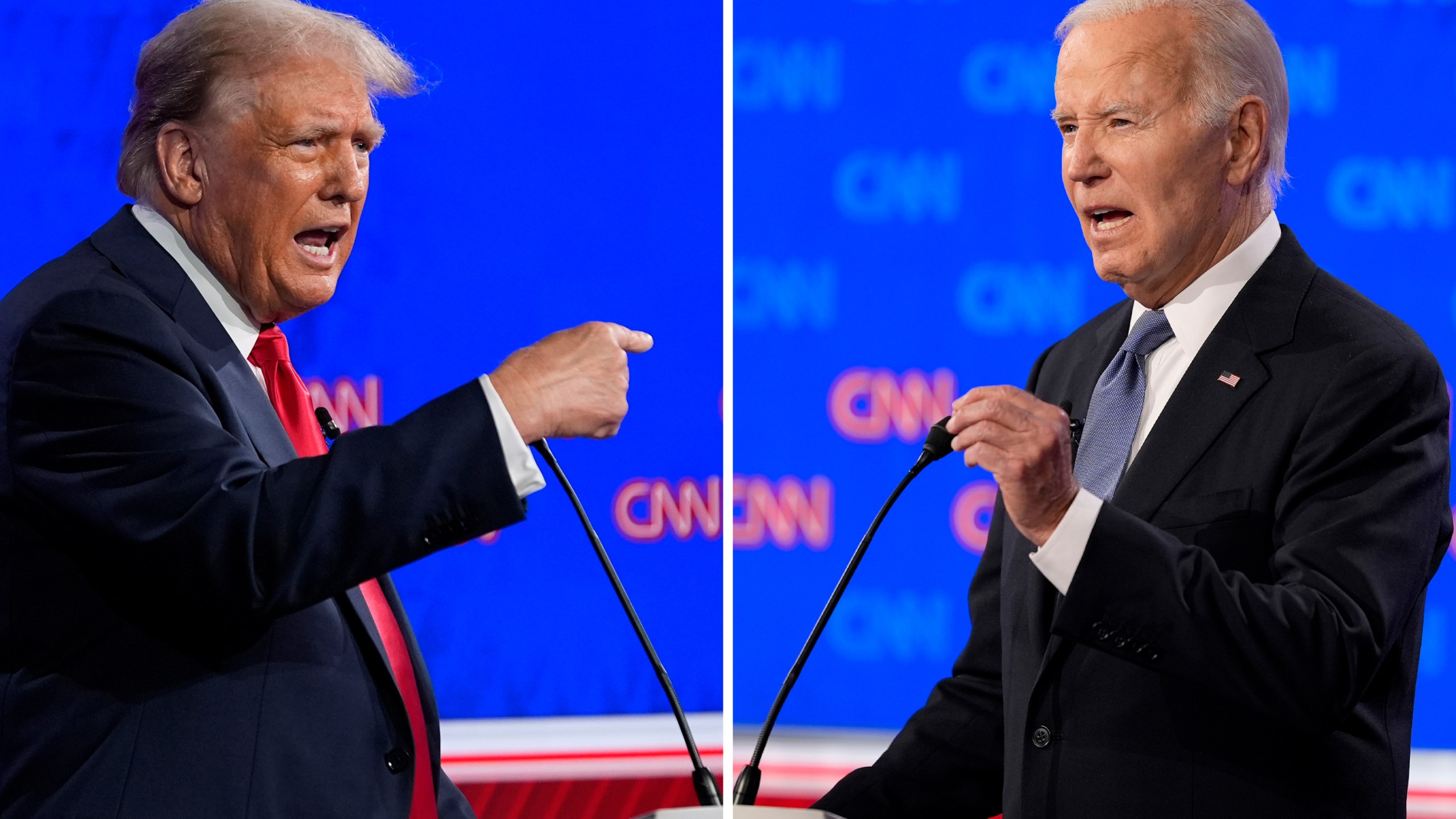 A combined photo of former President Donald Trump and current President Joe Biden at the CNN Presidential Debate in June.