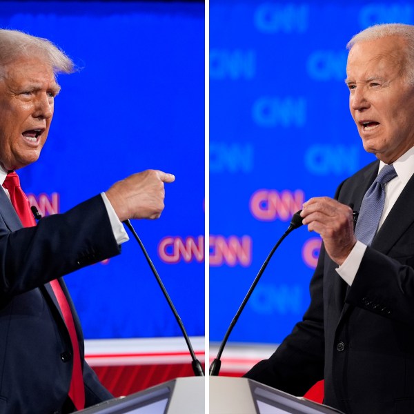 A combined photo of former President Donald Trump and current President Joe Biden at the CNN Presidential Debate in June.