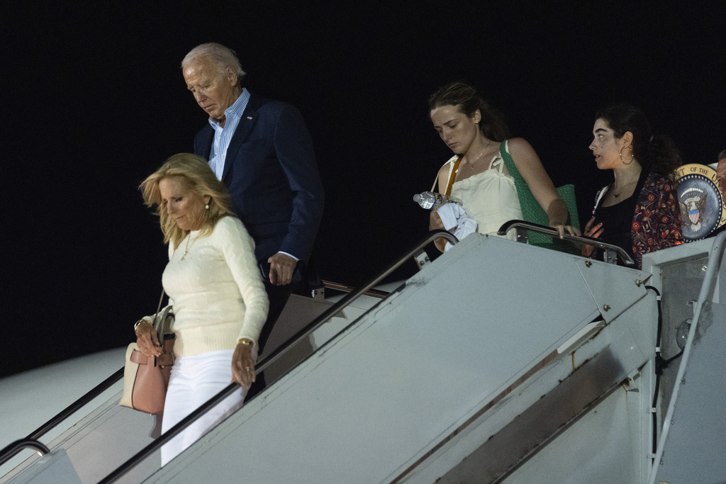 President Joe Biden arrives at Hagerstown Regional Airport, Saturday, June 29th, 2024, in Hagerstown, Maryland.