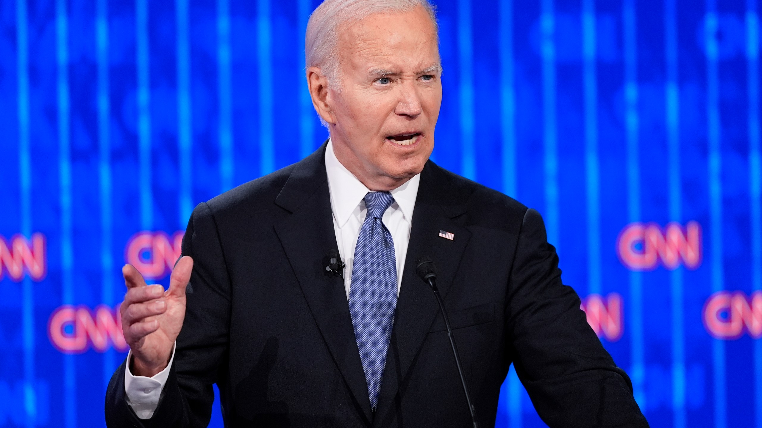 FILE - President Joe Biden speaks during a presidential debate with Republican presidential candidate former President Donald Trump, Thursday, June 27, 2024, in Atlanta. (AP Photo/Gerald Herbert, File)