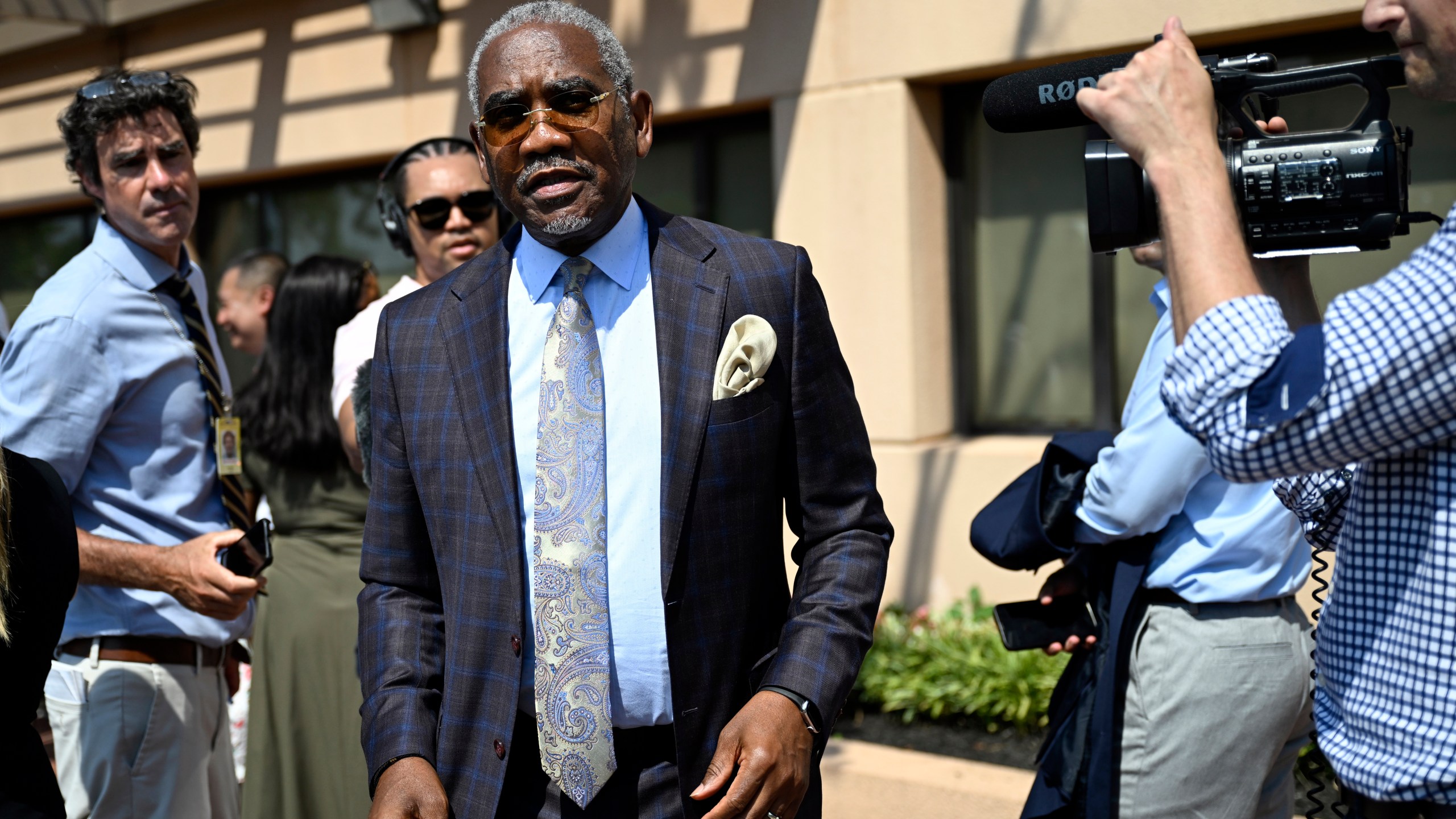 Rep. Gregory Meeks, D-N.Y., departs the Democratic National Committee Headquarters after meeting to discuss the 2024 election and President Joe Biden's candidacy Tuesday, July 9, 2024, in Washington. (AP Photo/John McDonnell)