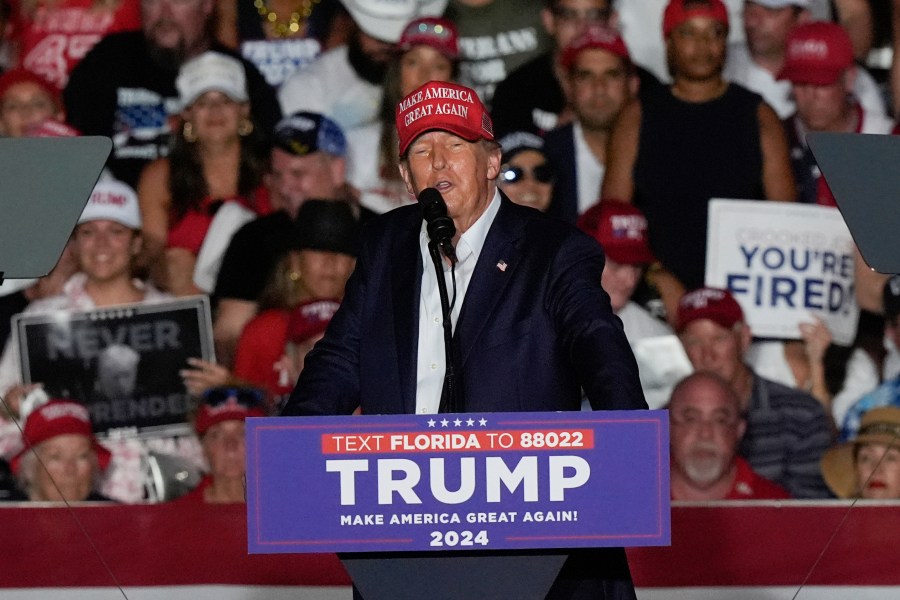 Republican presidential candidate former President Donald Trump speaks at a campaign rally at Trump National Doral Miami, Tuesday, July 9, 2024, in Doral, Fla. (AP Photo/Marta Lavandier)