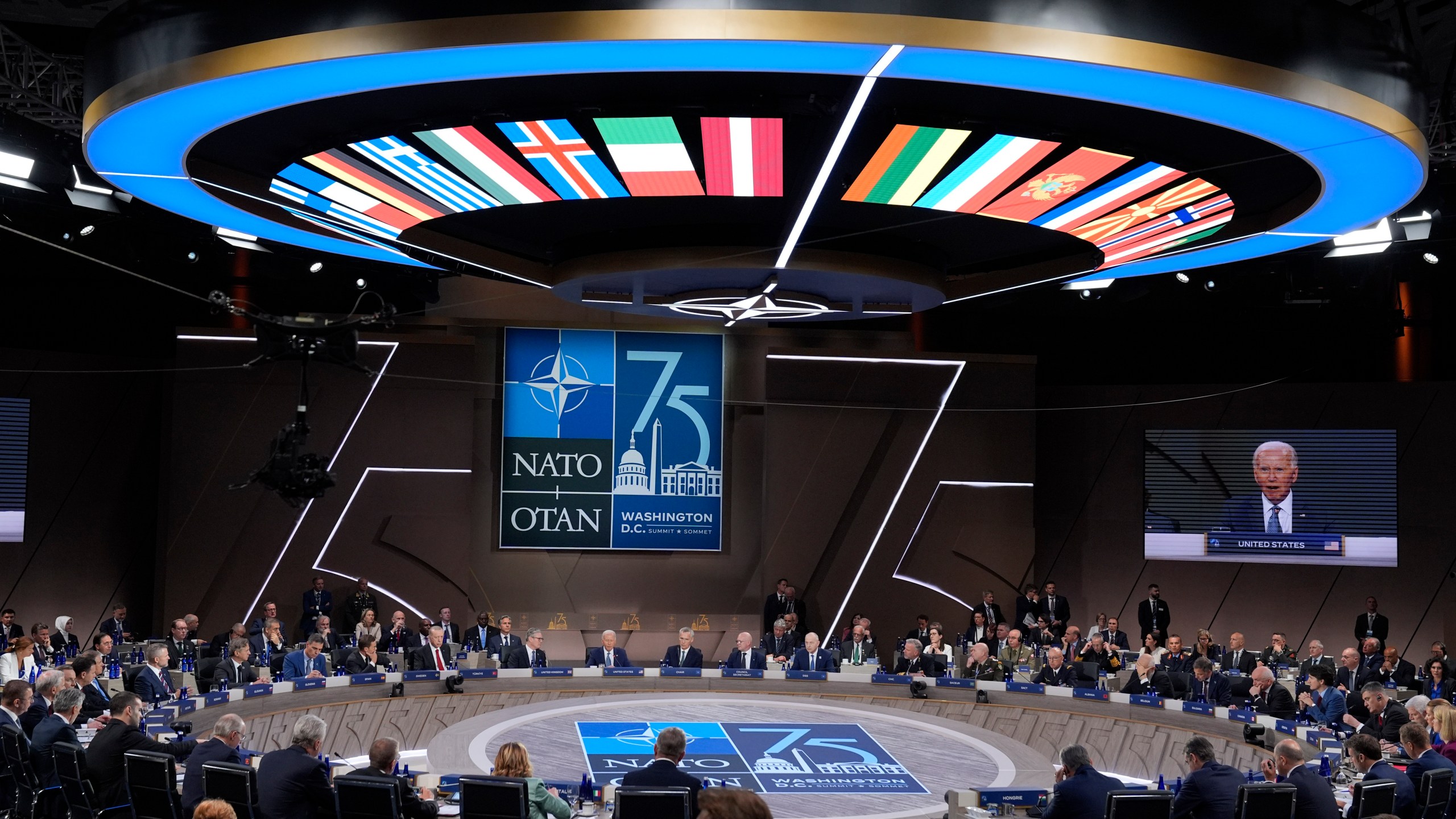 President Joe Biden speaks during the opening session of the NATO Summit, Wednesday, July 10, 2024, in Washington. (AP Photo/Evan Vucci)