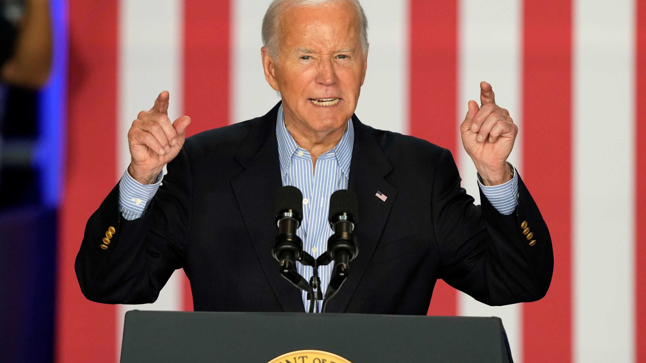 President Joe Biden speaks at a rally in Wisconsin on July 5, 2024.