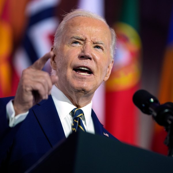 Biden speaking at a NATO summit.