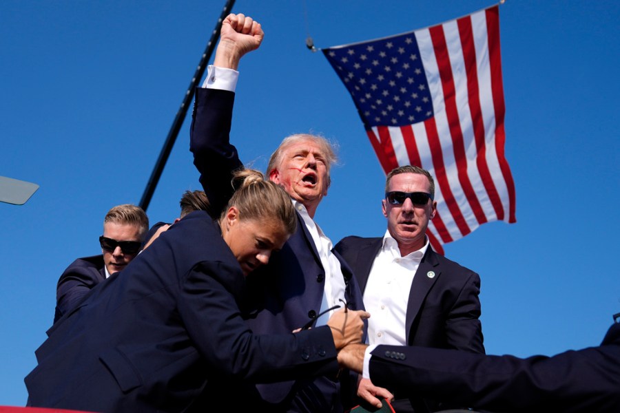 Secret Service rushing Trump off stage