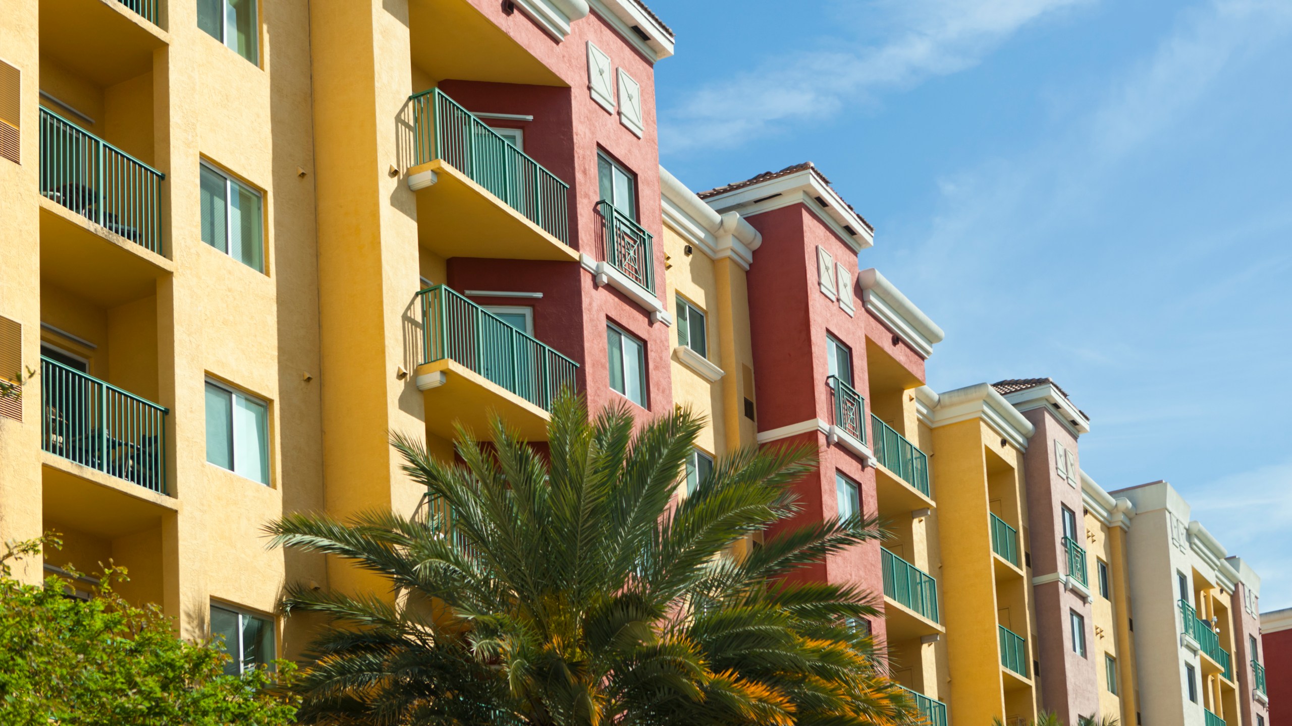 A colorful apartment building in Florida