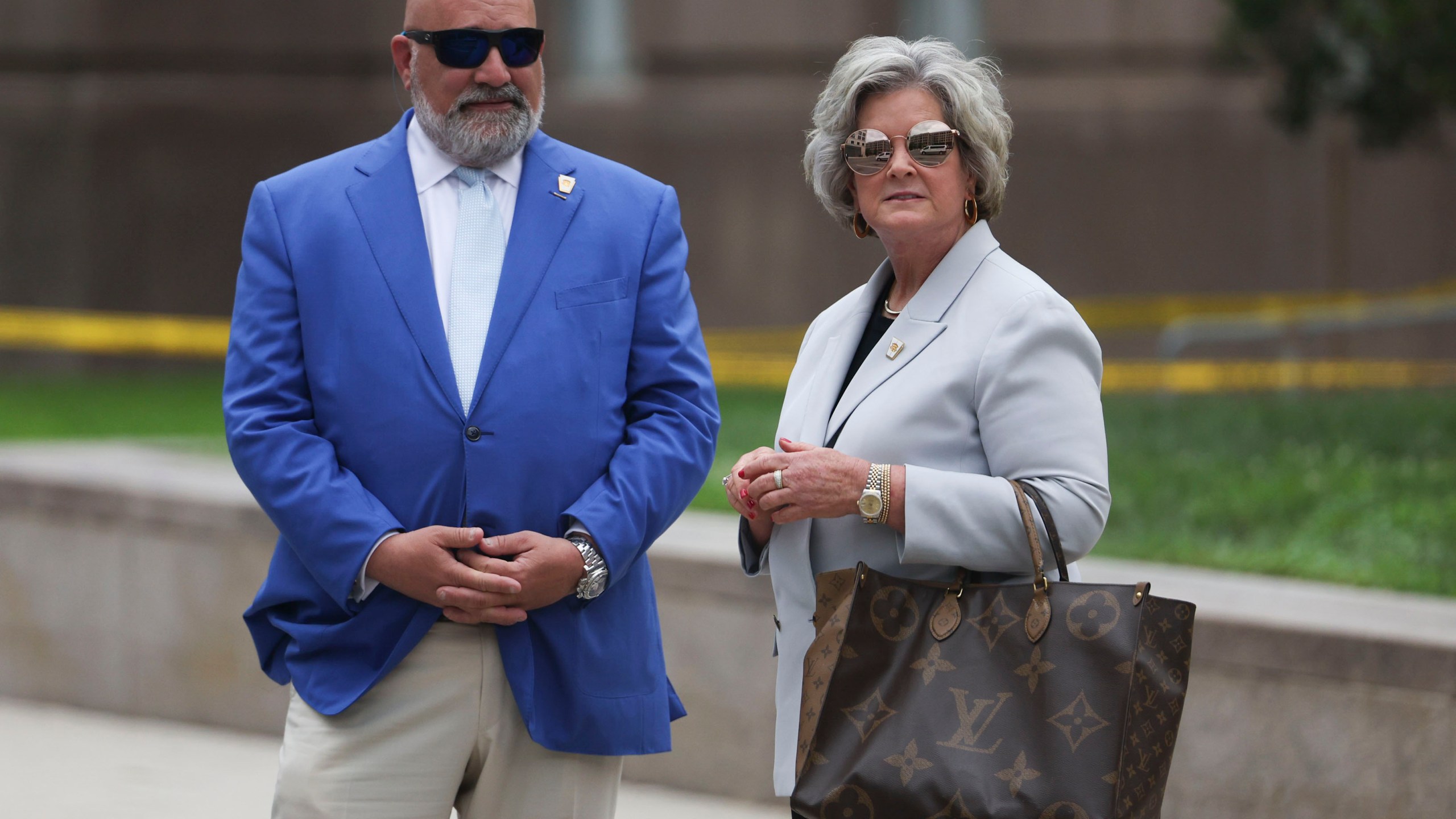 A photo of senior strategists for former President Donald Trump, Susie Wiles, left, and Chris LaCivita.