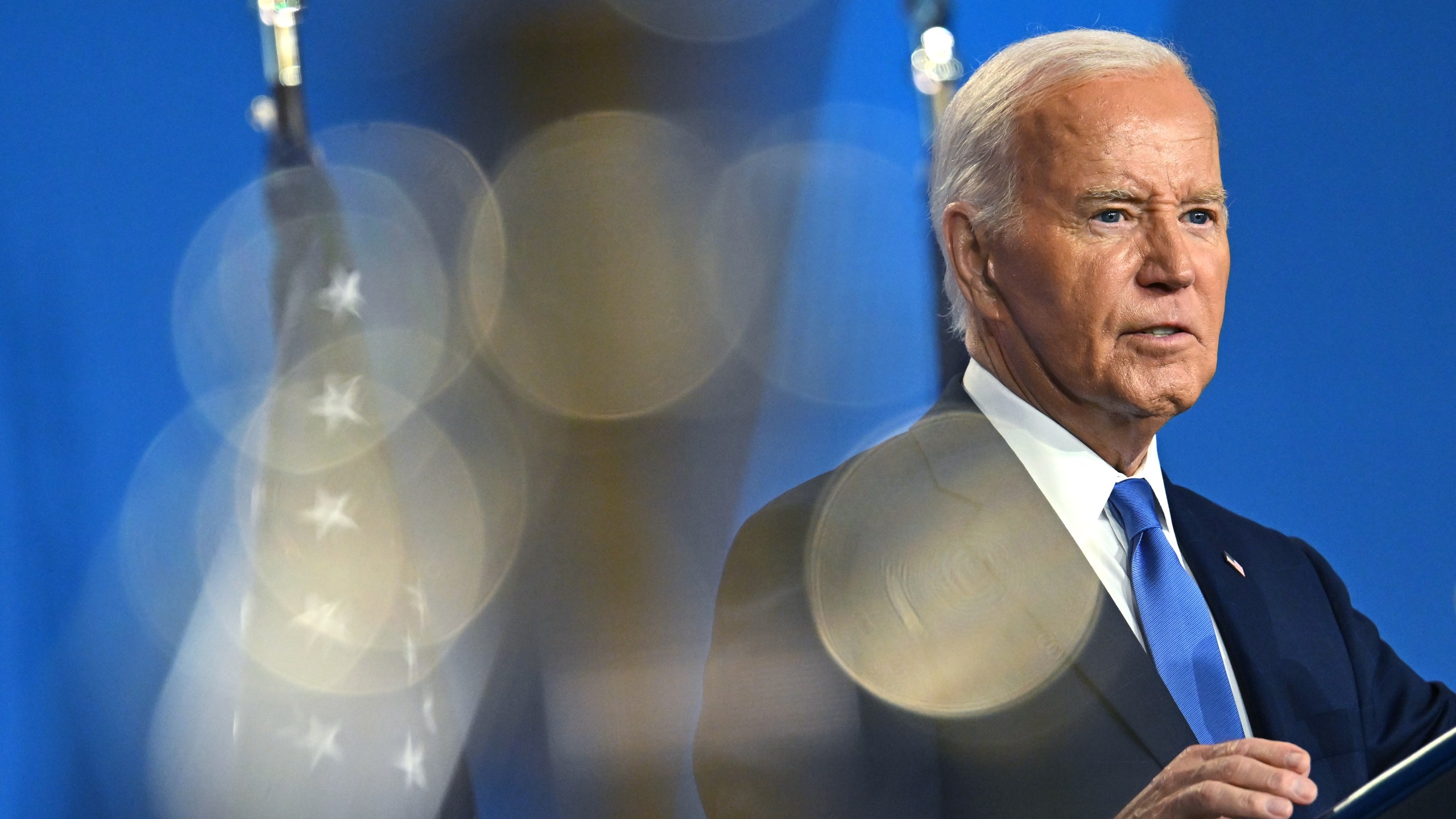 US President Joe Biden at a news conference during the NATO Summit in Washington, D.C.