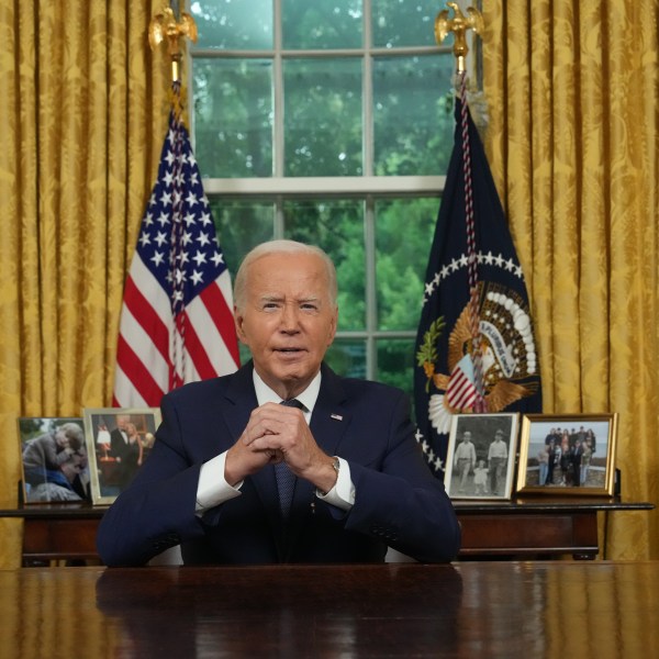 President Joe Biden delivers a nationally televised address from the Oval Office of the White House.