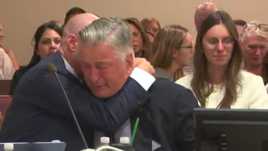 Baldwin cries from his seat in the courtroom.