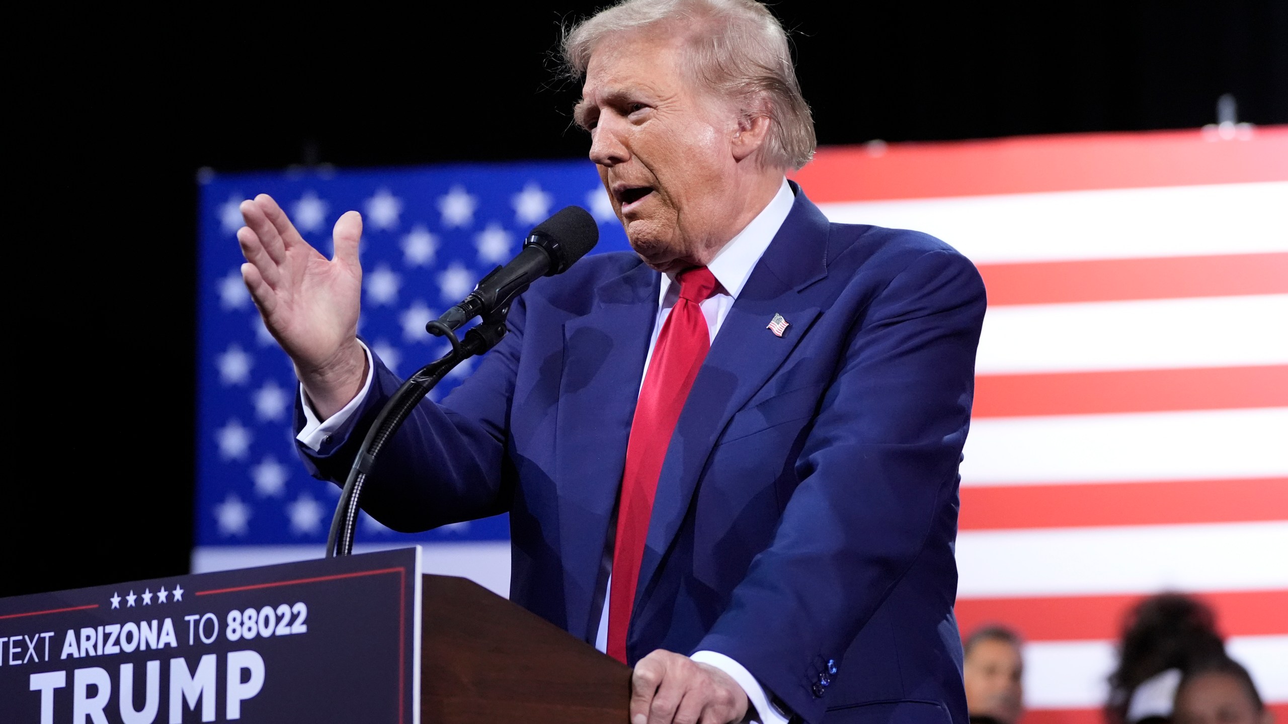 Republican presidential nominee former President Donald Trump speaks during a campaign event at the Linda Ronstadt Music Hall, Thursday, Sept.12, 2024, in Tucson, Ariz. (AP Photo/Alex Brandon)