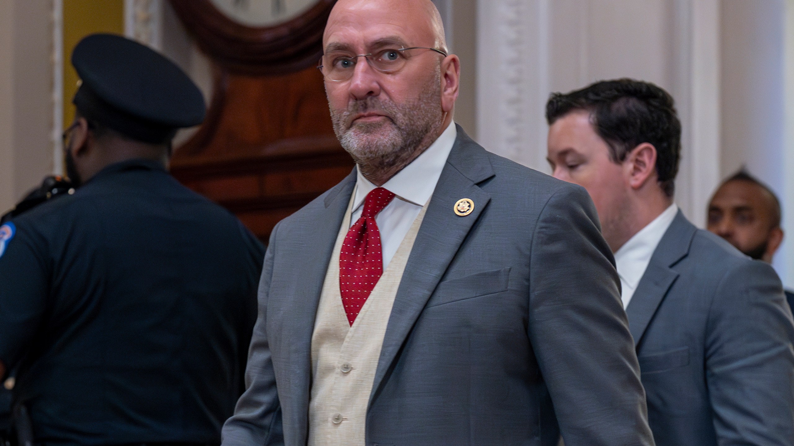 FILE - Rep. Clay Higgins, R-La., walks at the Capitol in Washington, April 17, 2024. (AP Photo/J. Scott Applewhite, File)