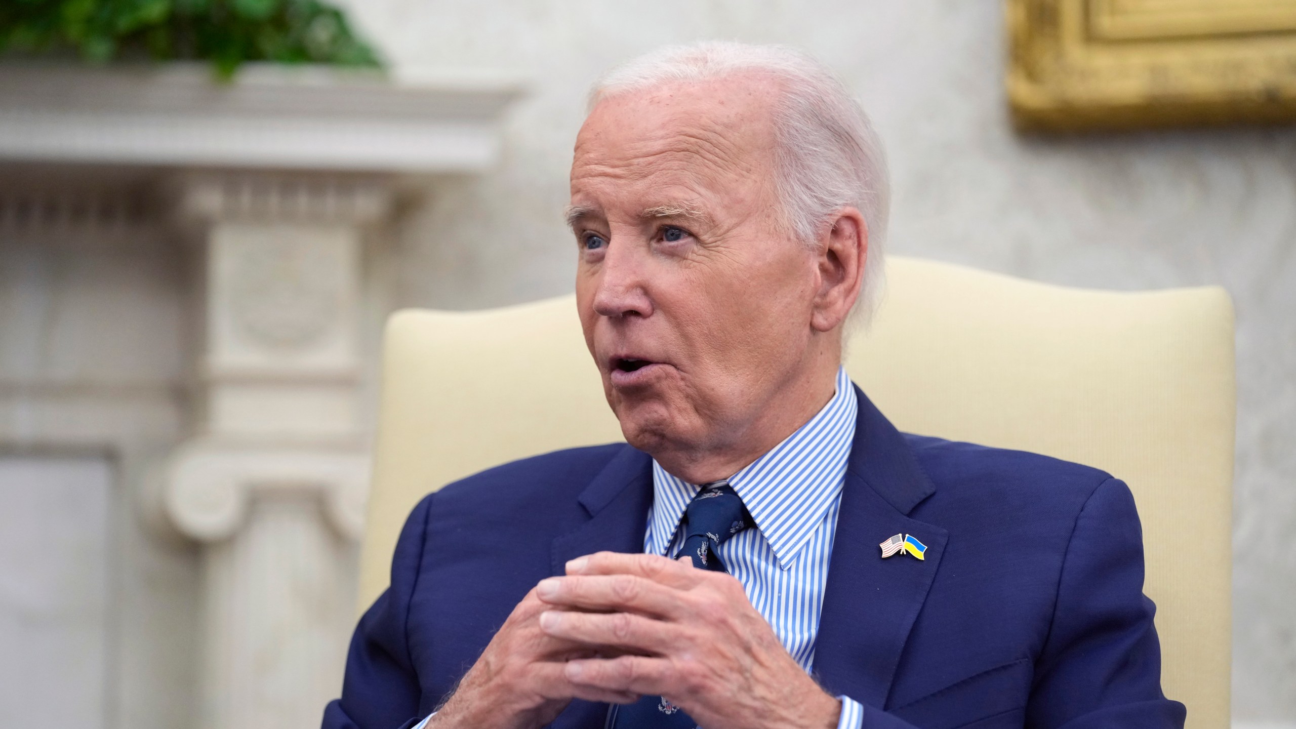 President Joe Biden meets with Ukraine's President Volodymyr Zelenskyy in the Oval Office of the White House in Washington, Thursday, Sept. 26, 2024. (AP Photo/Susan Walsh)