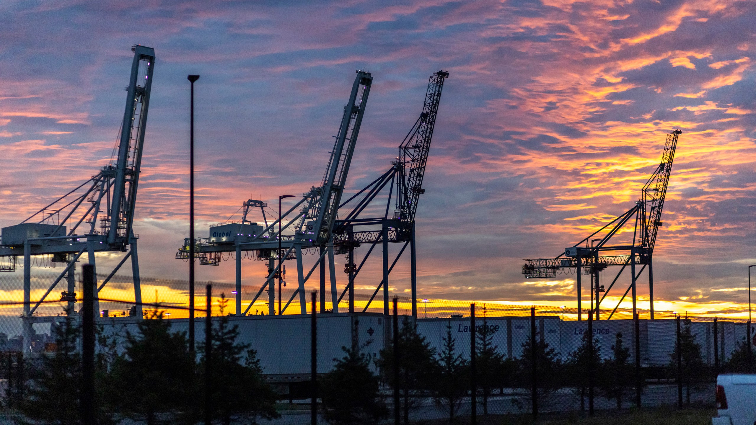 Cranes and shipping containers are seen at Port Jersey during a port strike, Tuesday, Oct. 1, 2024, in Bayonne. (AP Photo/Eduardo Munoz Alvarez)