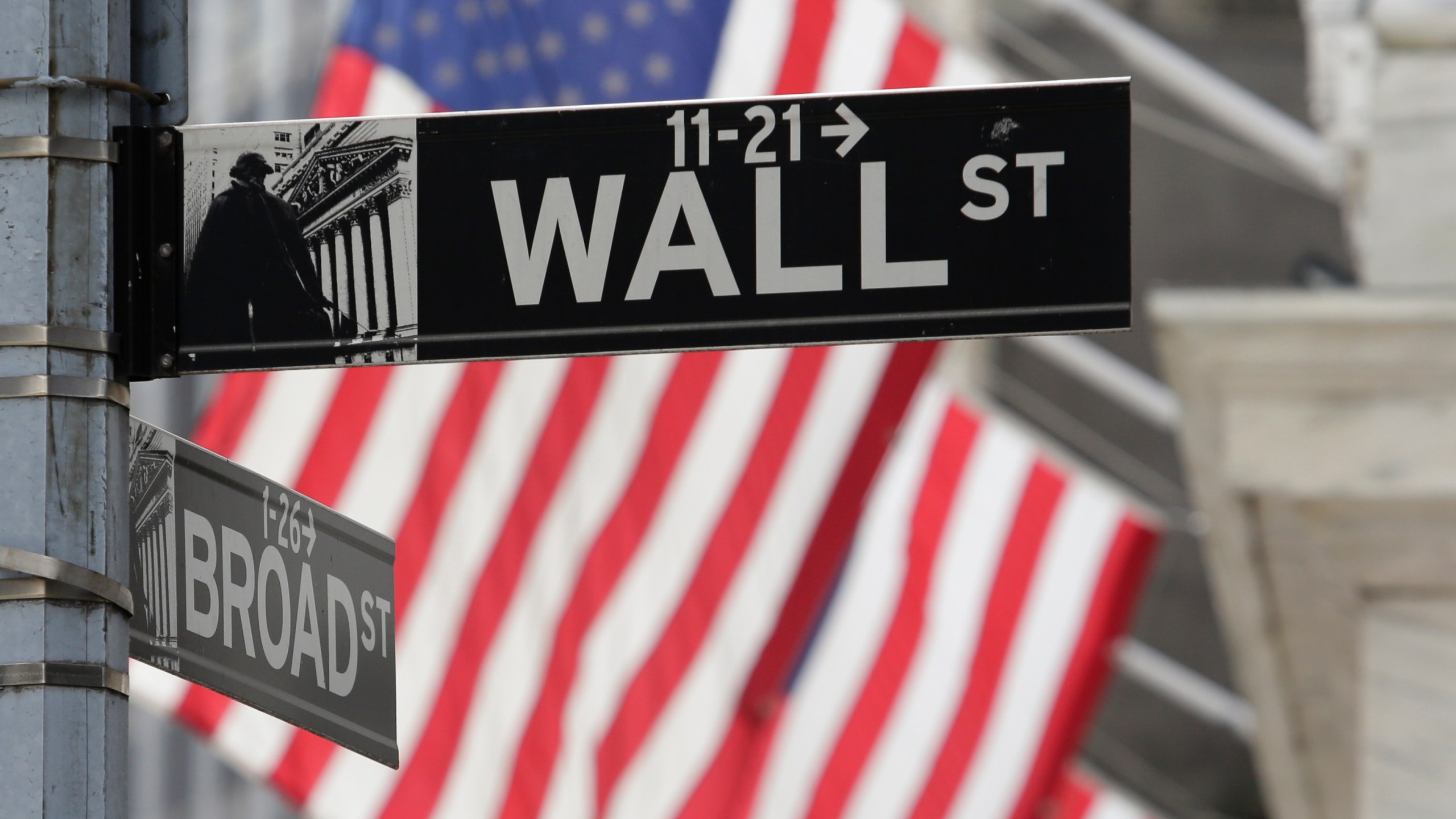 FILE - Signs marking the intersection of Broad and Walls Streets appear near the New York Stock Exchange on Oct. 1, 2024, in New York. (AP Photo/Peter Morgan, File)