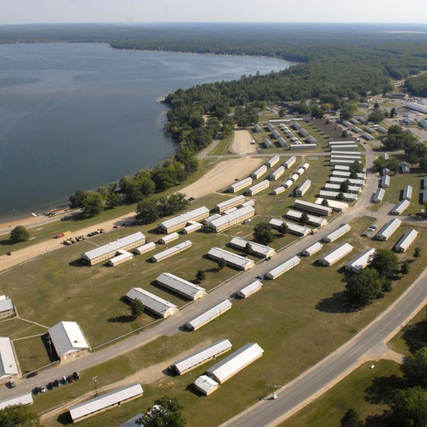 FILE - This photo shows an aerial view of Camp Grayling Joint Maneuver Training Center in Grayling, Mich., July 19, 2014. (AP Photo/John L. Russell, File)