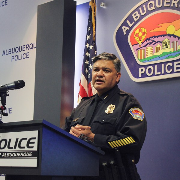 FILE - Albuquerque Police Chief Harold Medina addresses an ongoing investigation into possible corruption within the department's DWI unit during a news conference at police headquarters in Albuquerque, N.M., Feb. 2, 2024. (AP Photo/Susan Montoya Bryan, File)