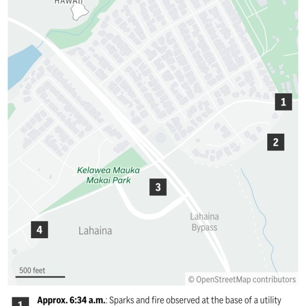 Smoldering material from an early morning fire in Lahaina led to the ignition of vegetation in a dry creek bed and likely reignited what became the deadliest U.S. wildfire in more than a century, according to a U.S. Bureau of Alcohol, Tobacco, Firearms and Explosives report released Wednesday. (AP Digital Embed)