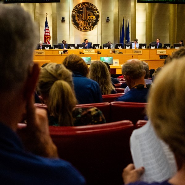 Members of The Church of Jesus Christ of Latter-day Saints wait to speak during a planning commission meeting at Las Vegas City Hall, May 14, 2024, as officials consider the church's plans to build a new temple near Las Vegas. (AP Photo/Ty ONeil)