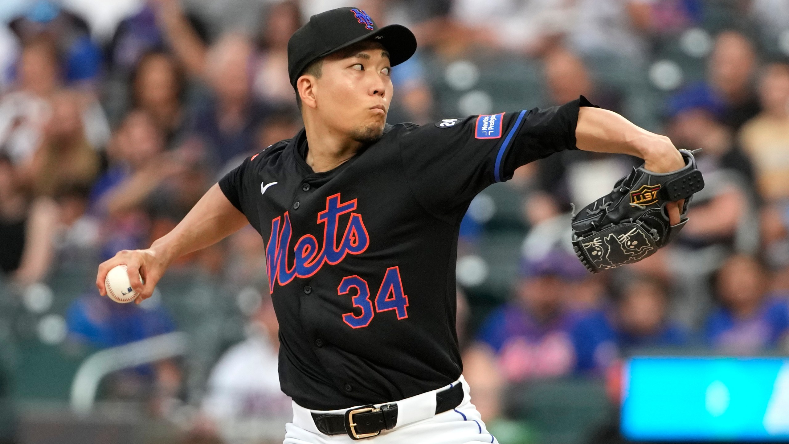 FILE - New York Mets' Kodai Senga pitches during the first inning of a baseball game against the Atlanta Braves, July 26, 2024, in New York. (AP Photo/Pamela Smith, File)