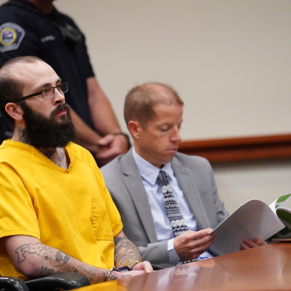 Nicholas Umphenour, 29, appears on court where was sentenced to life in prison, Friday, Oct. 4, 2024, at the Ada County Courthouse in Boise, Idaho, for helping a prison inmate escape by ambushing and shooting correctional officers at a Boise hospital. (Ali Al Saedi/KTVB via AP, Pool)