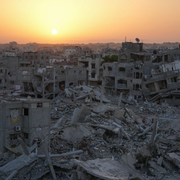 Destruction left by the Israeli air and ground offensive is seen in Khan Younis, Gaza Strip, Friday, Sept. 13, 2024. (AP Photo/Abdel Kareem Hana)