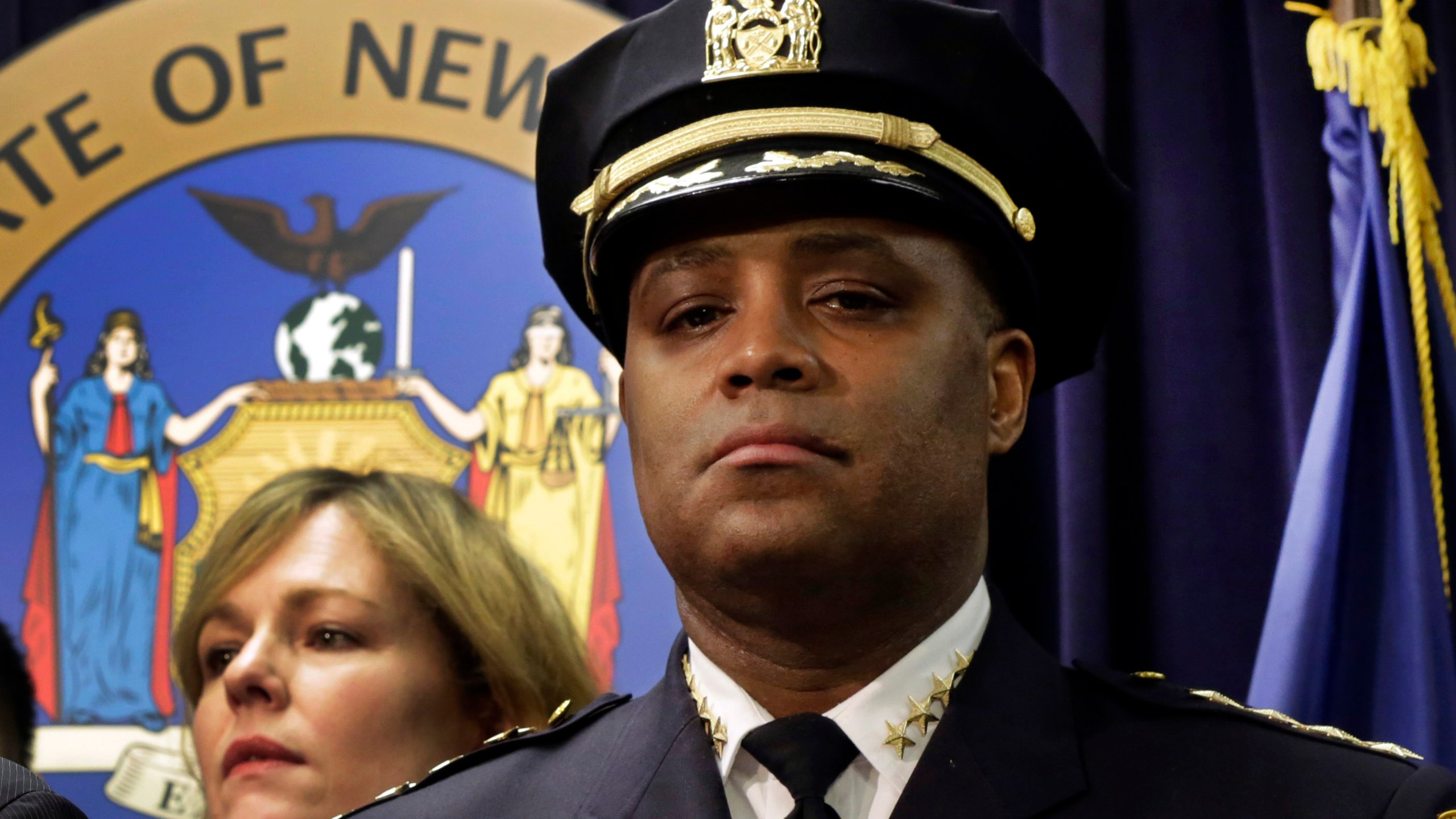 FILE - New York City Police Dept. Chief of Department Philip Banks attends a news conference, in New York, Jan. 30, 2014. (AP Photo/File)