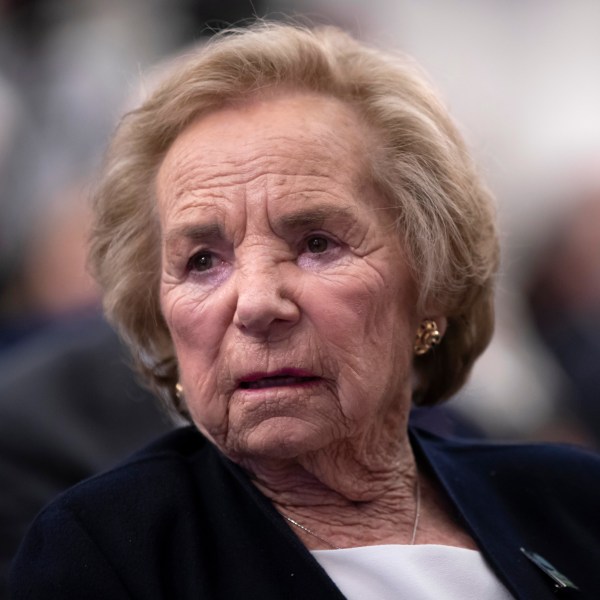 FILE - Ethel Kennedy, widow of Senator Robert F. Kennedy, watches a video about her late husband during the Robert F. Kennedy Human Rights awards ceremony on Capitol Hill in Washington, Tuesday, June 5, 2018. (AP Photo/J. Scott Applewhite, File)