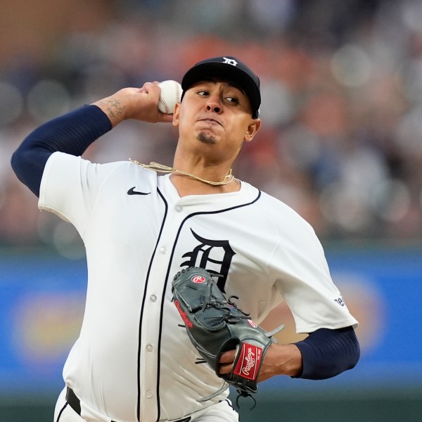 Detroit Tigers starting pitcher Keider Montero throws during the second inning of a baseball game against the Tampa Bay Rays, Wednesday, Sept. 25, 2024, in Detroit. (AP Photo/Carlos Osorio)