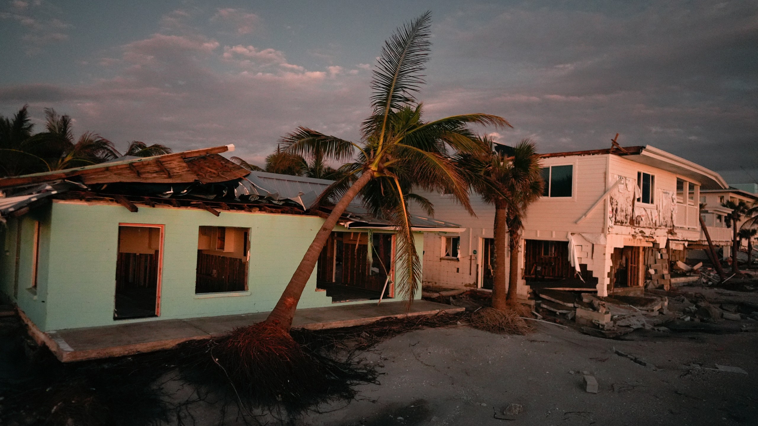 Damaged homes are seen on Manasota Key, Fla., following the passage of Hurricane Milton, Saturday, Oct. 12, 2024. (AP Photo/Rebecca Blackwell)