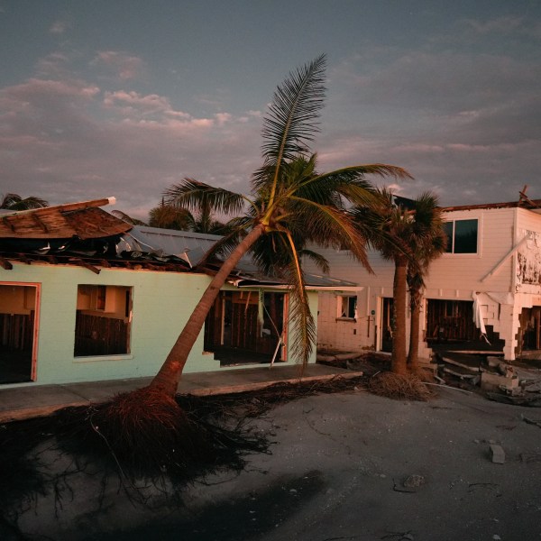 Damaged homes are seen on Manasota Key, Fla., following the passage of Hurricane Milton, Saturday, Oct. 12, 2024. (AP Photo/Rebecca Blackwell)