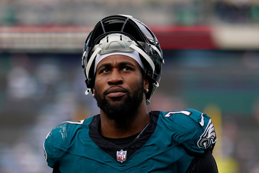 FILE - Then-Philadelphia Eagles' Haason Reddick walks off the field at halftime of an NFL football game, Dec. 31, 2023, in Philadelphia. (AP Photo/Matt Slocum, File)