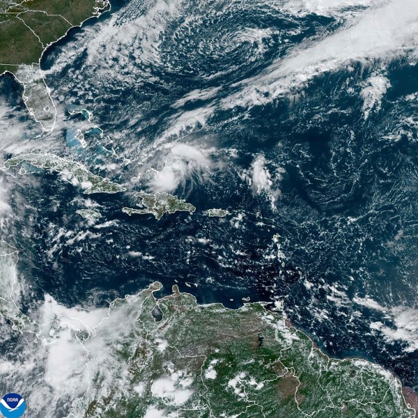 This satellite image provided by NOAA on Saturday, Oct. 19, 2024 shows Hurricane Oscar. (NOAA via AP)