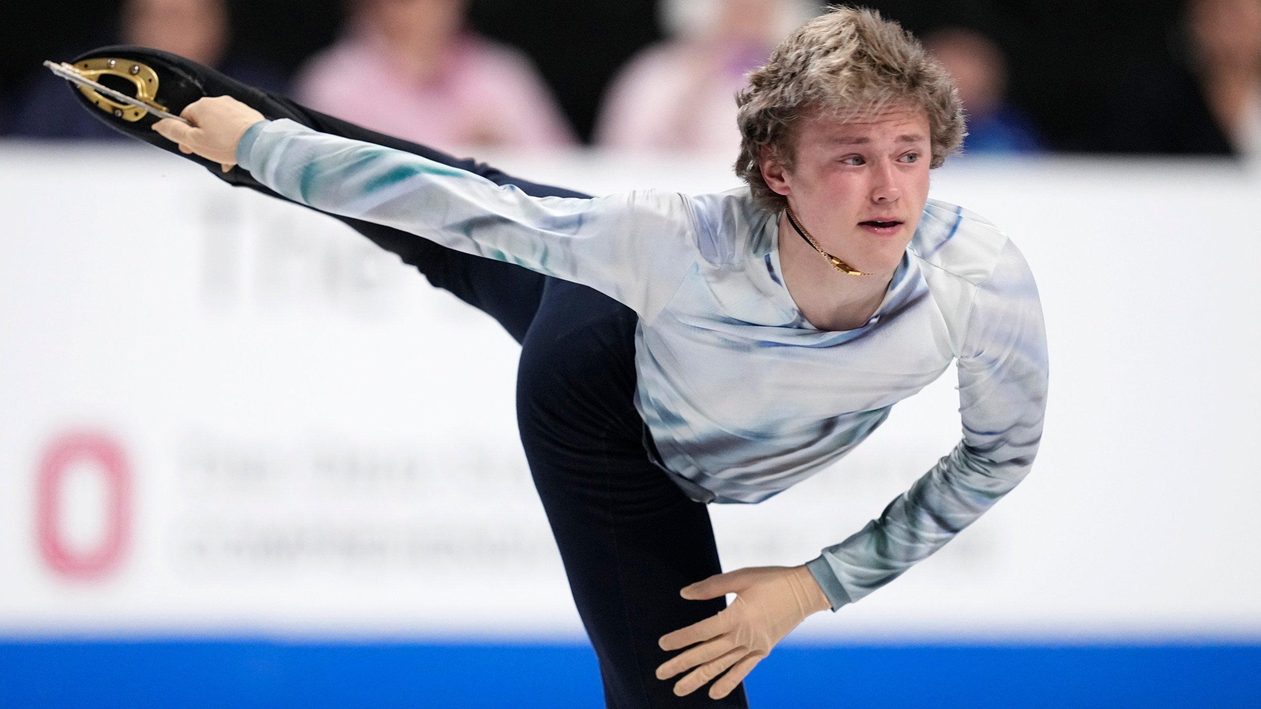 Ilia Malinin of the United States competes during the men's short program at the Skate America figure skating event in Allen, Texas, Saturday, Oct. 19, 2024. (AP Photo/Tony Gutierrez)