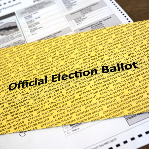 FILE - This is an official Pennsylvania mail-in ballot in Pittsburgh, Oct. 3, 2024. (AP Photo/Gene J. Puskar, File)