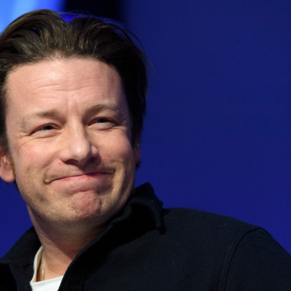 FILE - British chef Jamie Oliver attends a panel session during the 47th annual meeting of the World Economic Forum, WEF, in Davos, Switzerland, Jan. 18, 2017. (Laurent Gillieron/Keystone via AP, file)