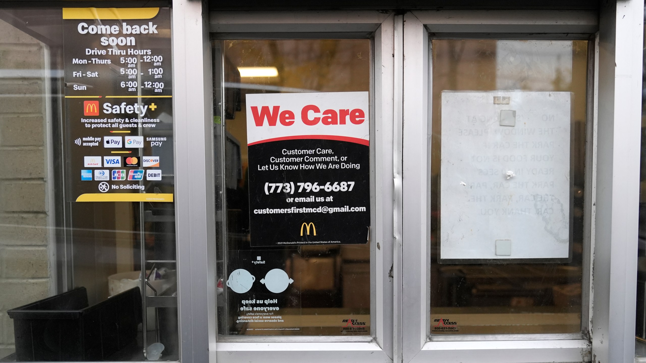 A McDonald's pick-up window in Chicago, Wednesday, Oct. 23, 2024. (AP Photo/Charles Rex Arbogast)