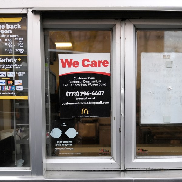 A McDonald's pick-up window in Chicago, Wednesday, Oct. 23, 2024. (AP Photo/Charles Rex Arbogast)