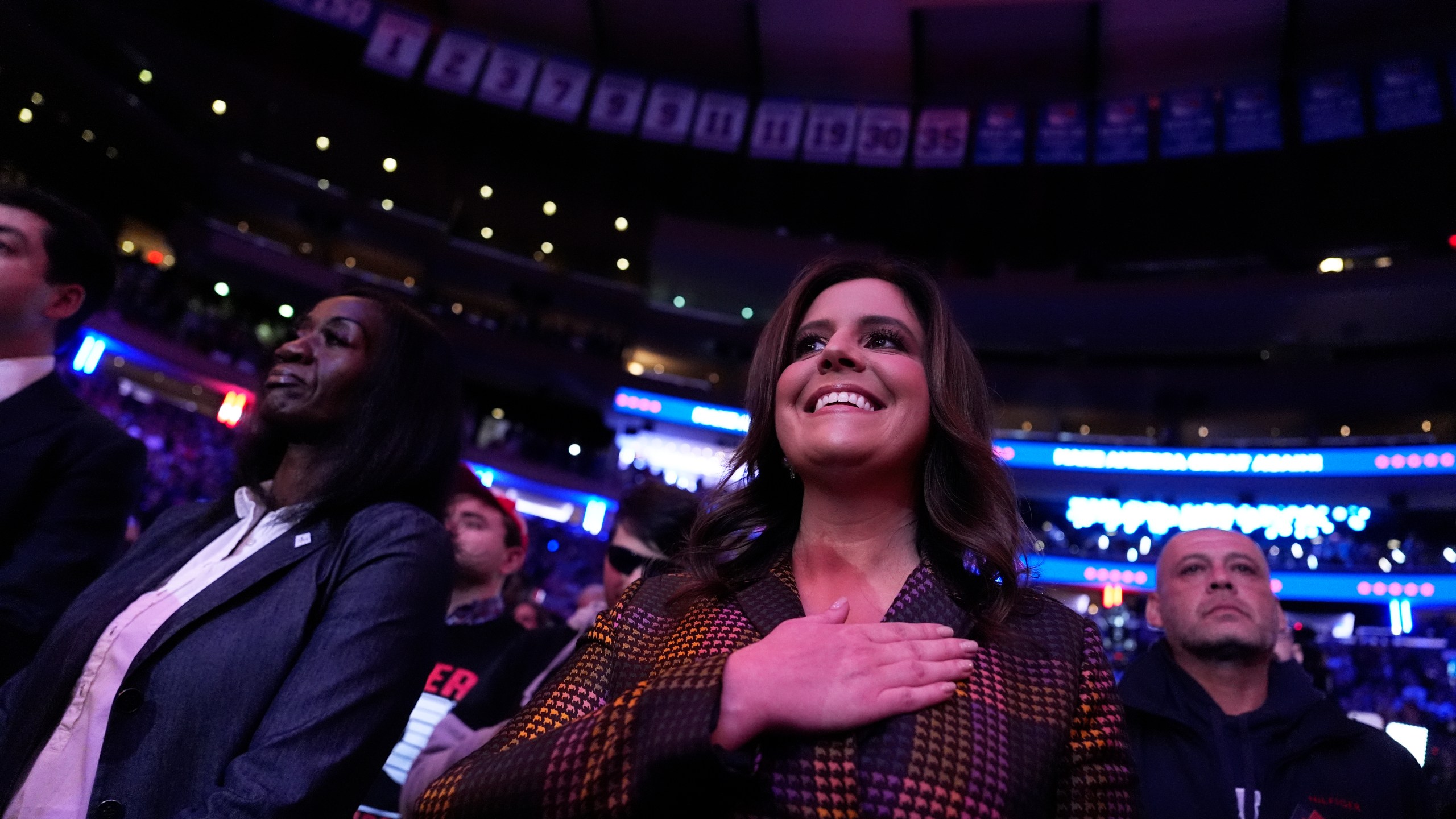 Rep. Elise Stefanik, R-N.Y., attends a campaign rally for Republican presidential nominee former President Donald Trump at Madison Square Garden, Sunday, Oct. 27, 2024, in New York. (AP Photo/Julia Demaree Nikhinson)