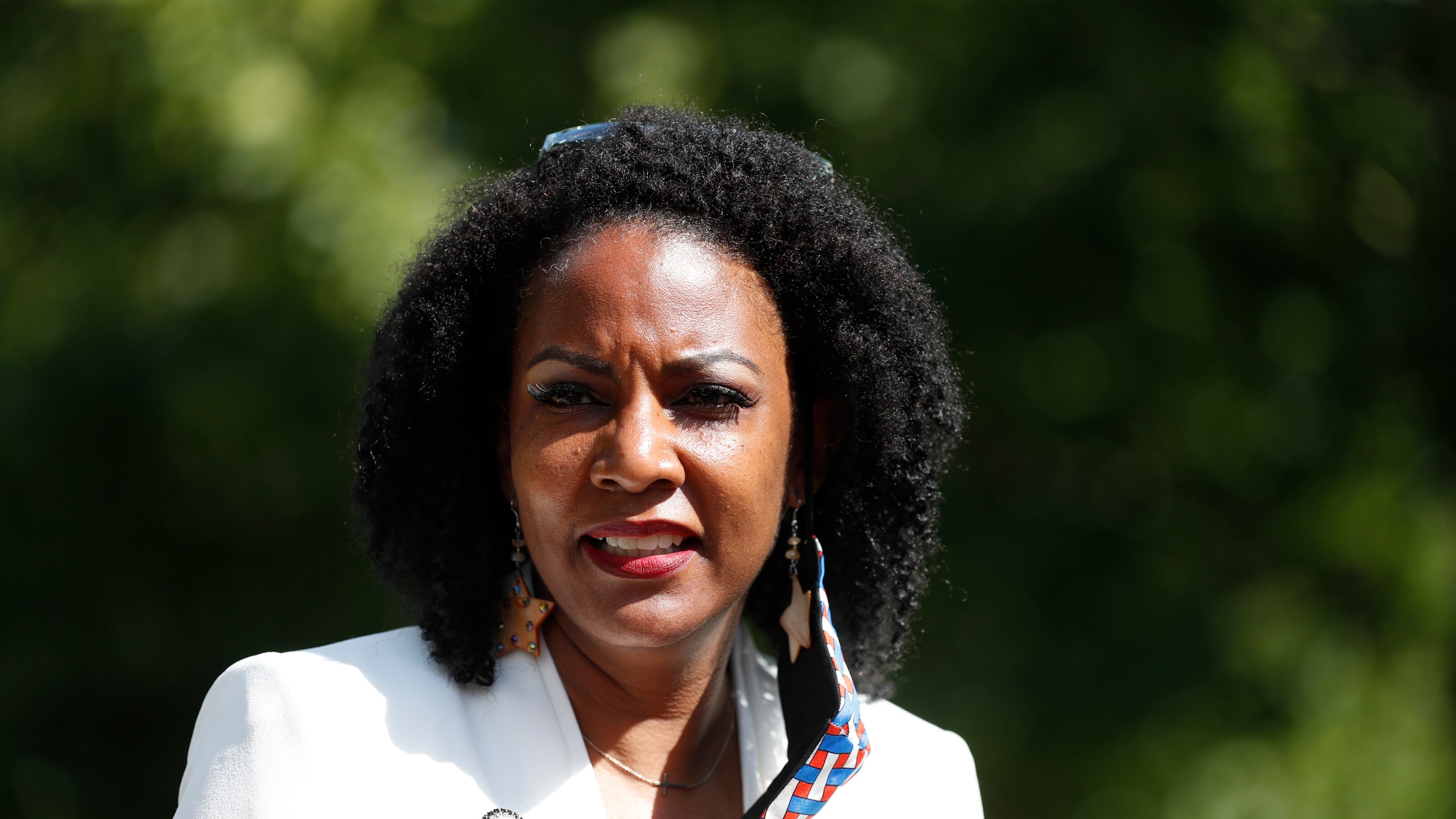 FILE - Tishaura Jones speaks during a news conference on Aug. 5, 2020, in St. Louis. The first Black woman to lead the city of St. Louis has worked to end its “arrest and incarcerate” model of policing and place more emphasis on social service programs to help the neighborhoods with the highest crime rates.(AP Photo/Jeff Roberson)